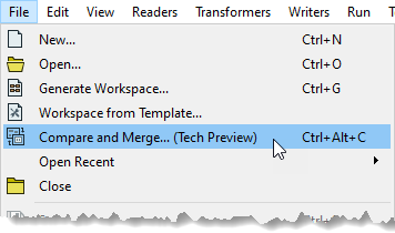 select the workspace you would like to compare